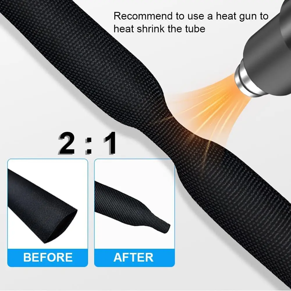 Flettet krympestrømpe 10mm – Flammehemmende kabelbeskyttelse (10 x 1m)