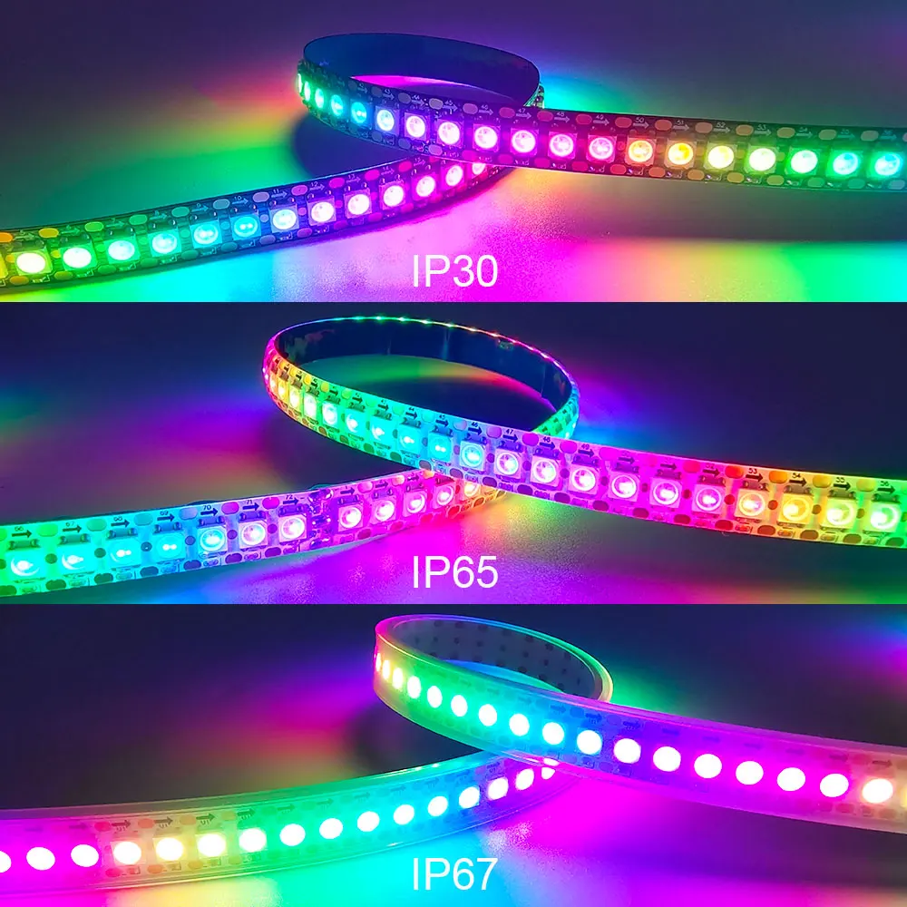 WS2812B RGB LED-strip 5V - 5m Individuelt adresserbare piksler (60 LED/m)