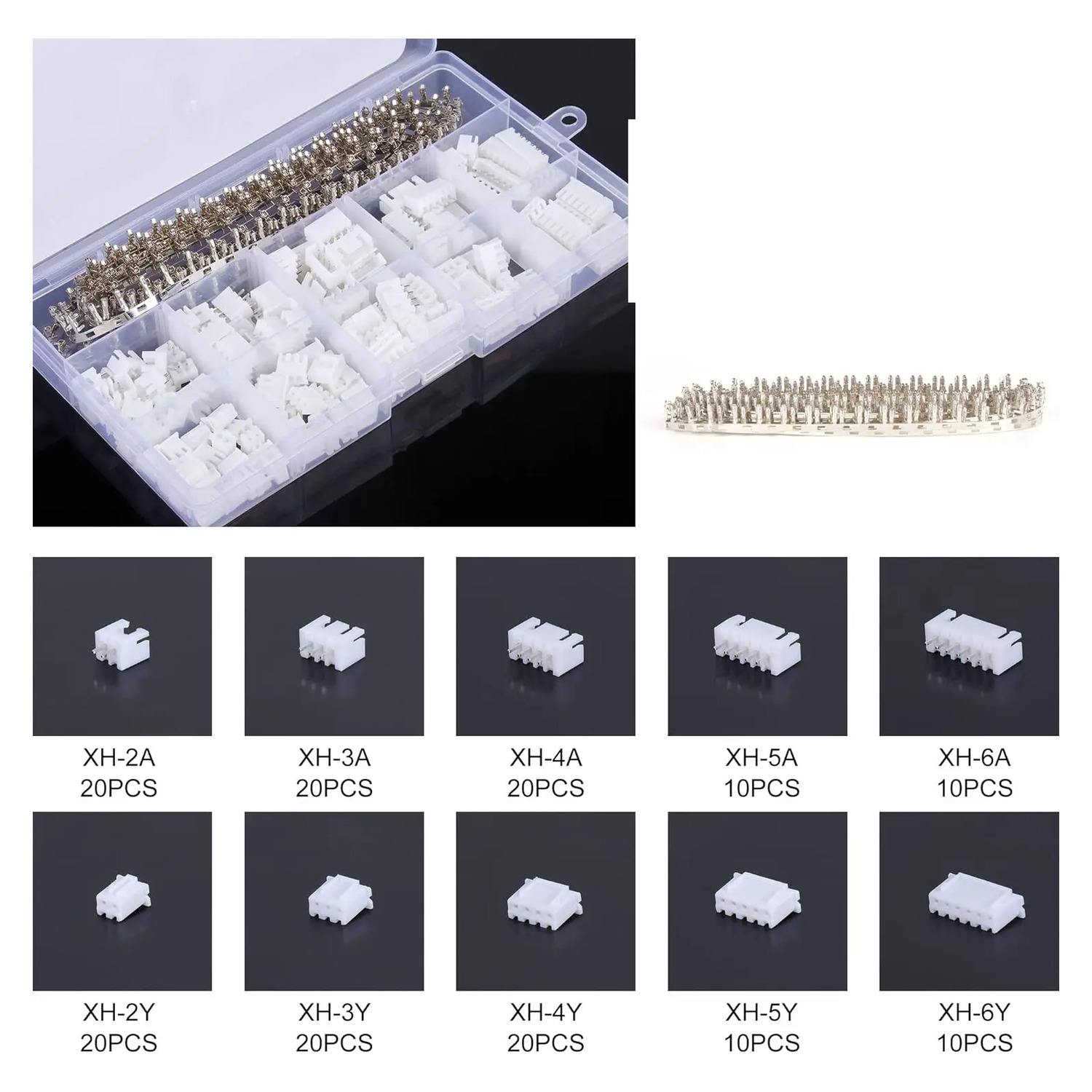 JST-XH Connector Kit 2.54 mm – 460 deler med hann- og hunnpinner