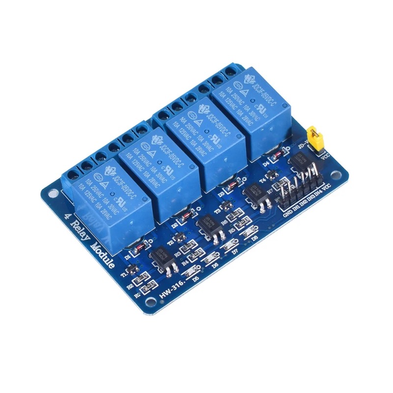4-kanals 5V Relémodul med optokobler – 10A, for Arduino og ESP32