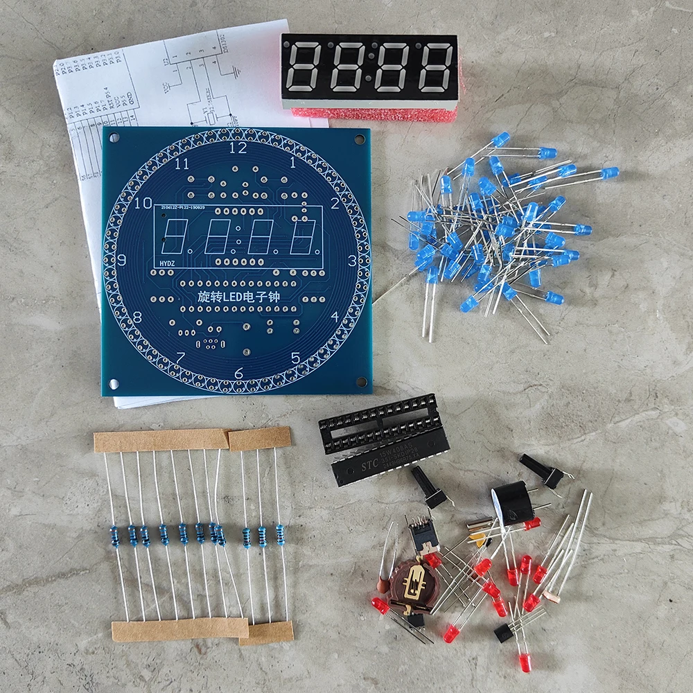 Roterende LED-klokke DIY Kit med DS1302 – Temperatur og Lysregulering