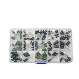 Elektrolyttkondensator-sett – 120 stk, 12 verdier (1–470 µF) i boks
