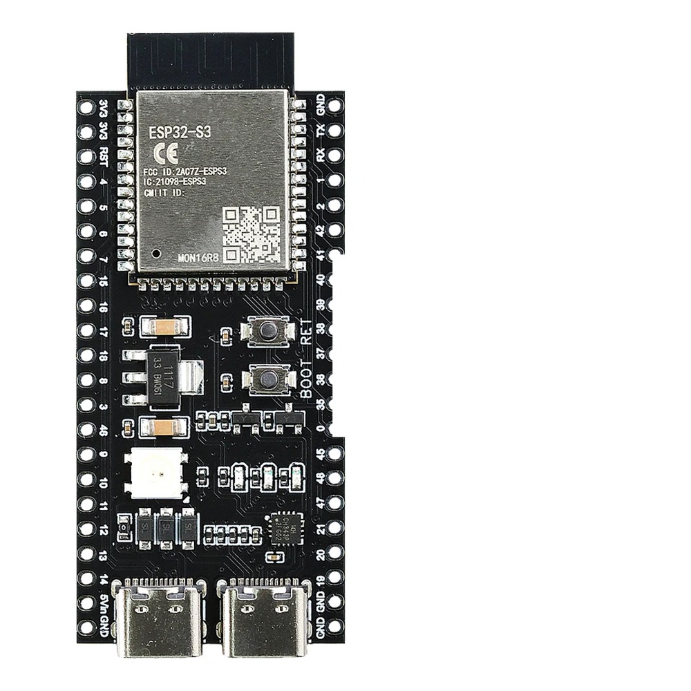ESP32-S3 Utviklingskort N16R8 - 16MB Flash, 8MB PSRAM, Wi-Fi & BT, Type-C